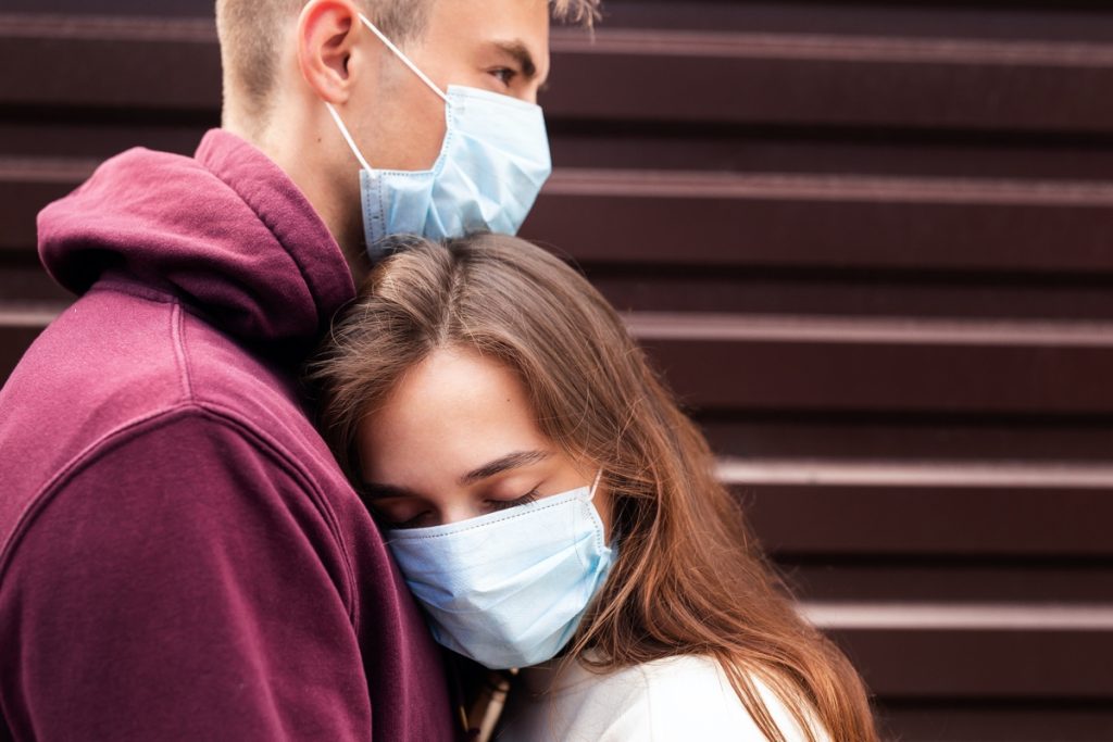A younger couple worried about covid-19